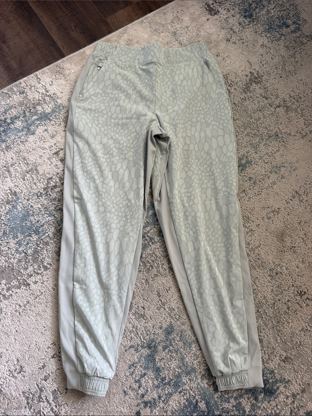 Women’s Light Aqua/ Grey Patterned Jogger Pants